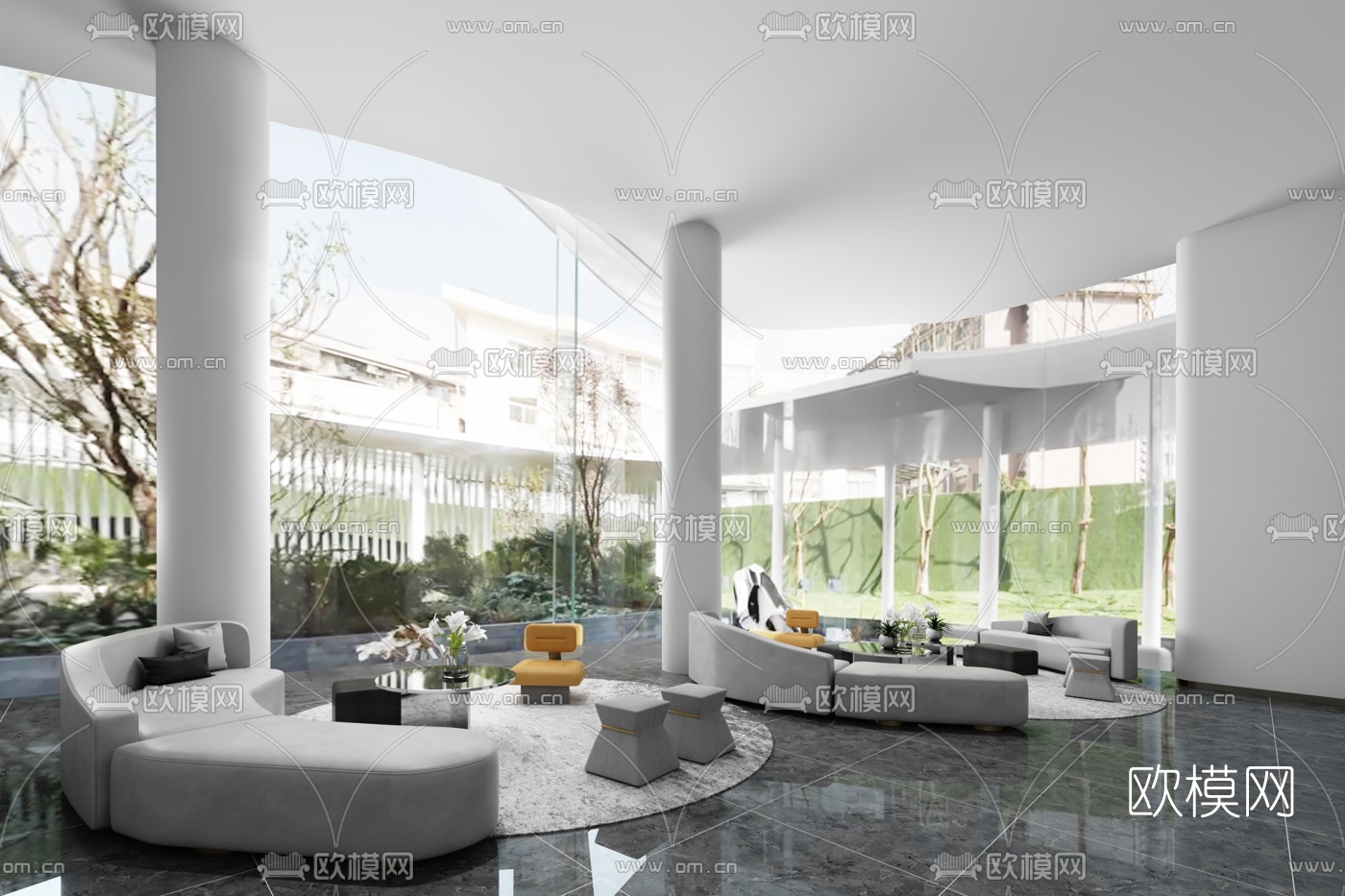 元禾大千设计 现代售楼处洽谈区3d模型