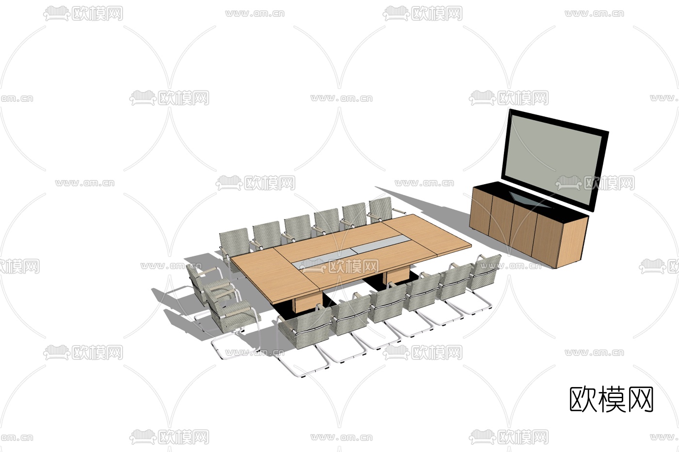 现代会议桌椅免费su模型下载