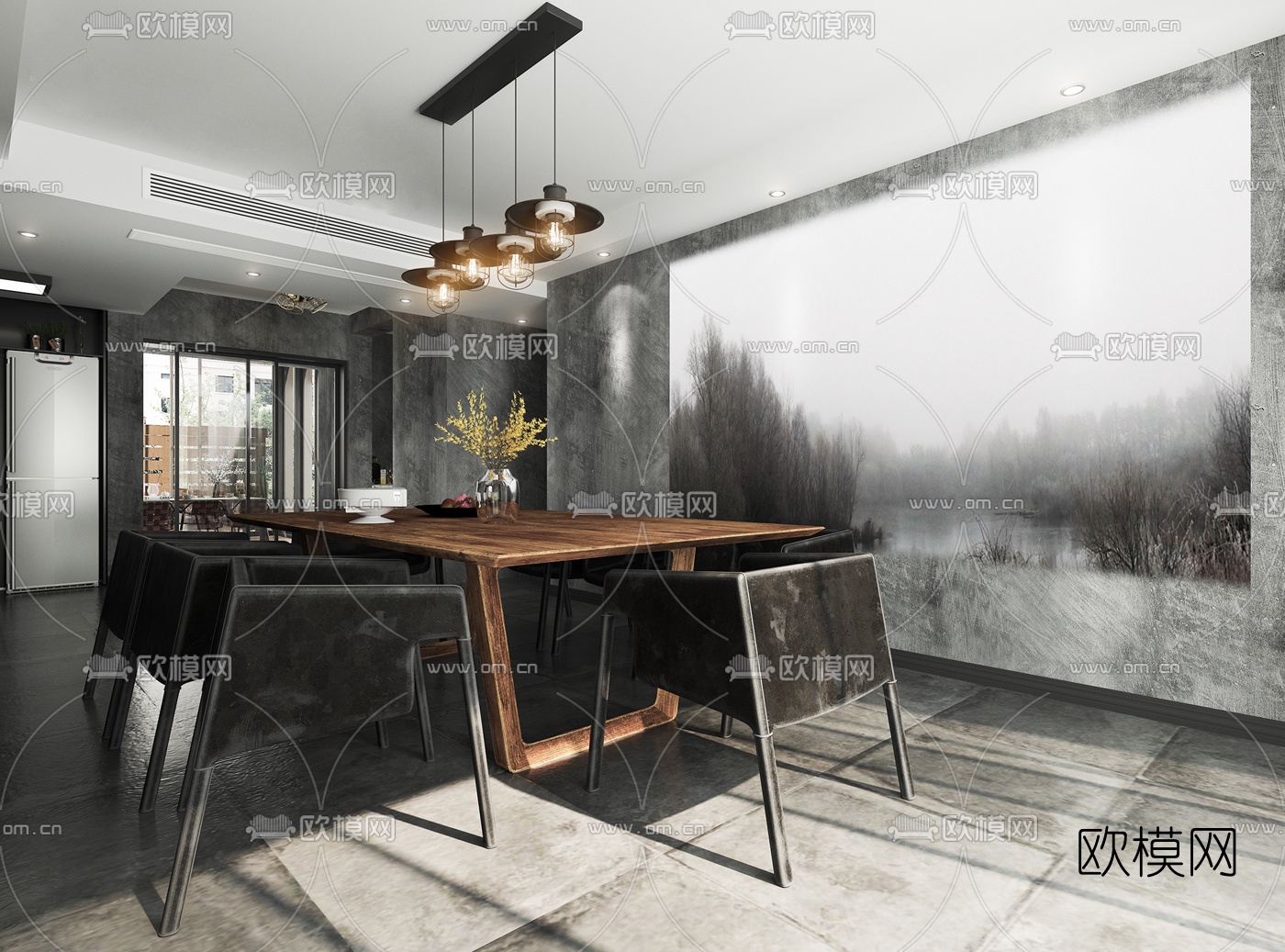 工业风工作室休闲区3d模型