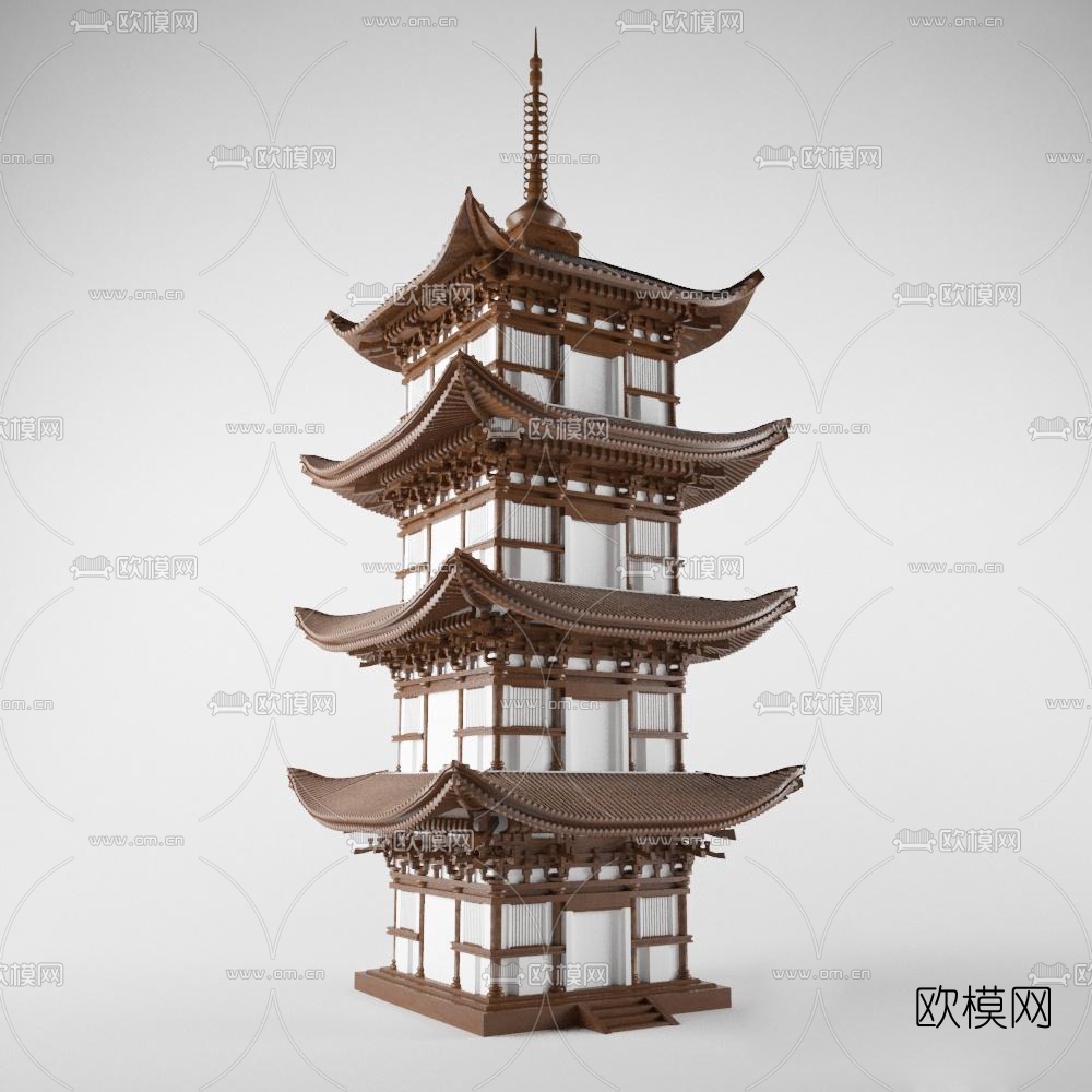 中式佛塔舍利塔3d模型下载（渲染图2）