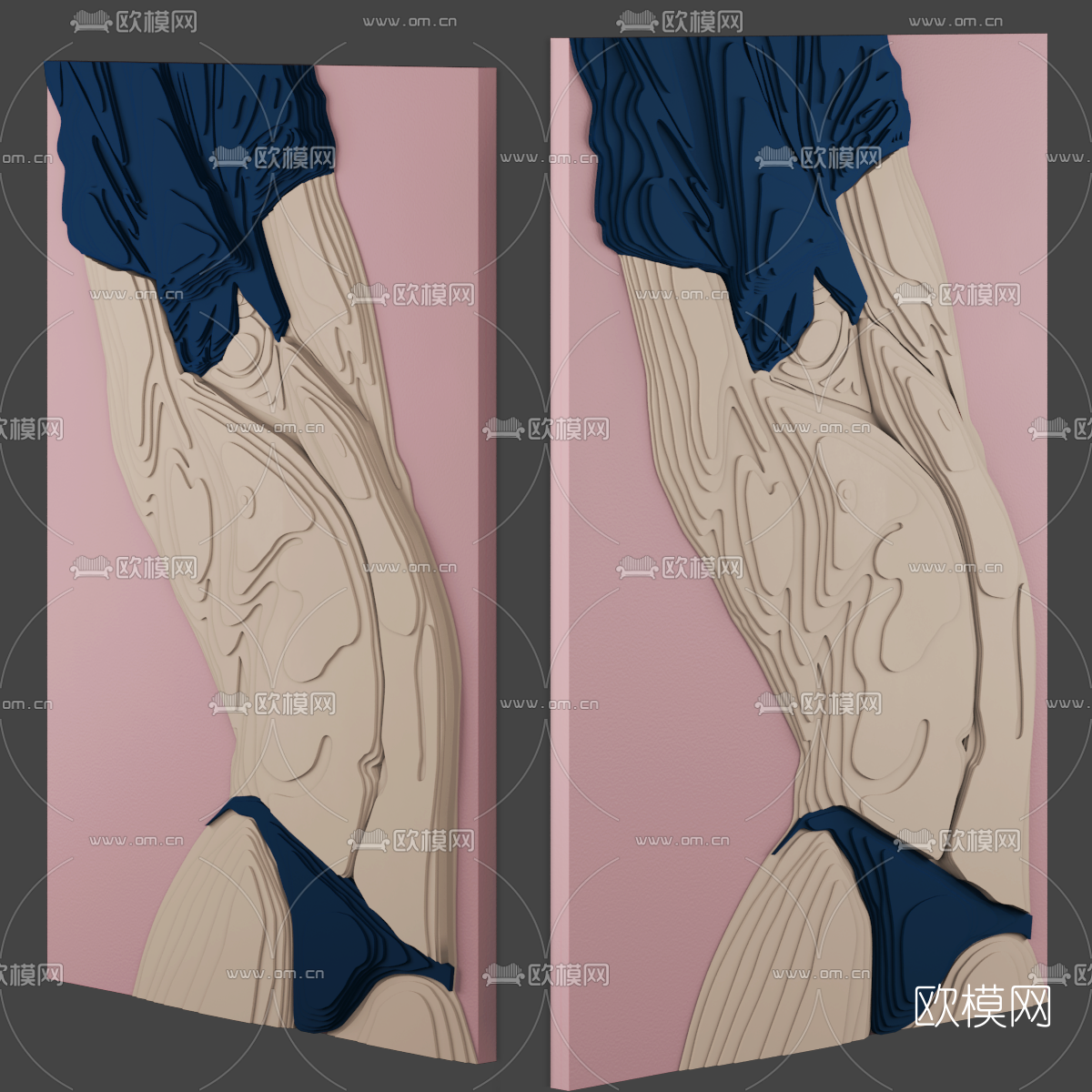 现代脱衣人体挂画3d模型
