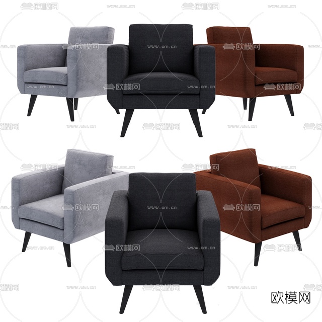 现代布艺休闲沙发免费3d模型下载