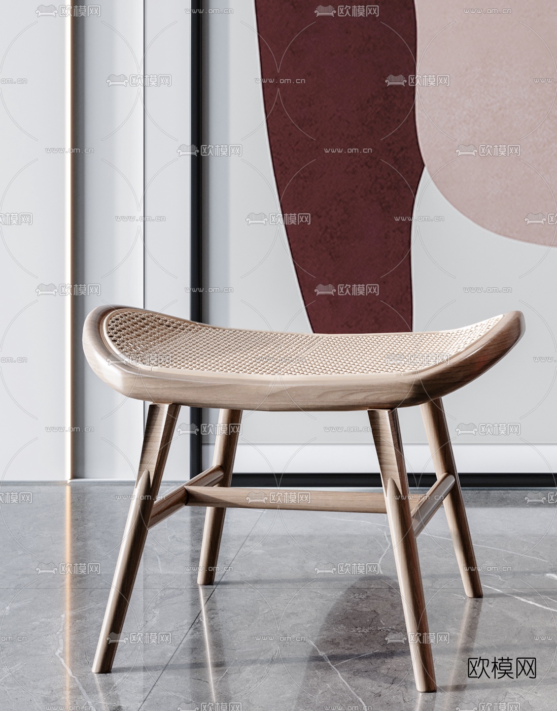 北欧网格凳子3d模型下载（渲染图2）
