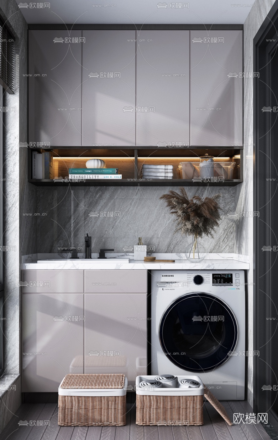 现代阳台洗衣房3d模型下载（渲染图2）