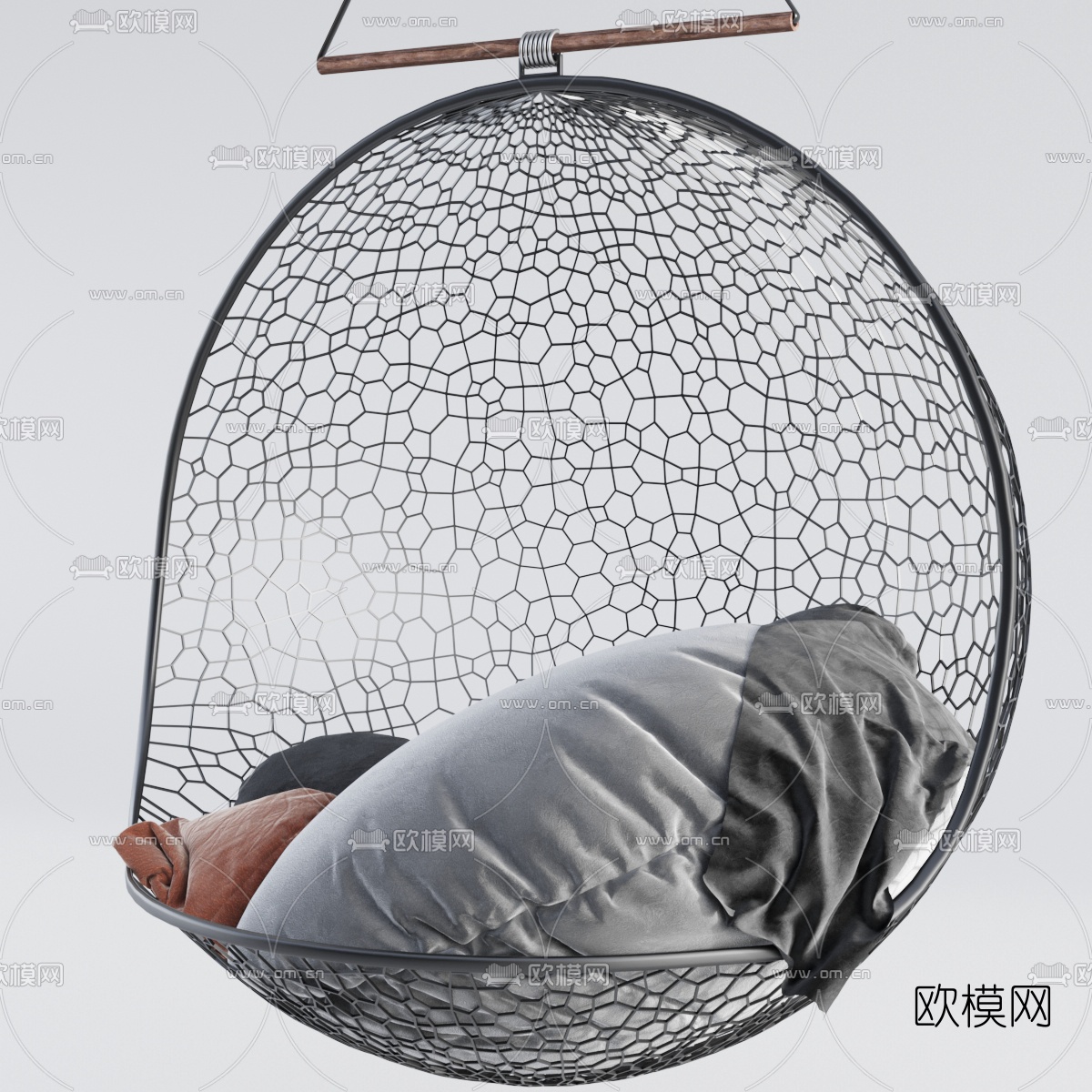 北欧铁艺镂空吊椅3d模型下载（渲染图2）