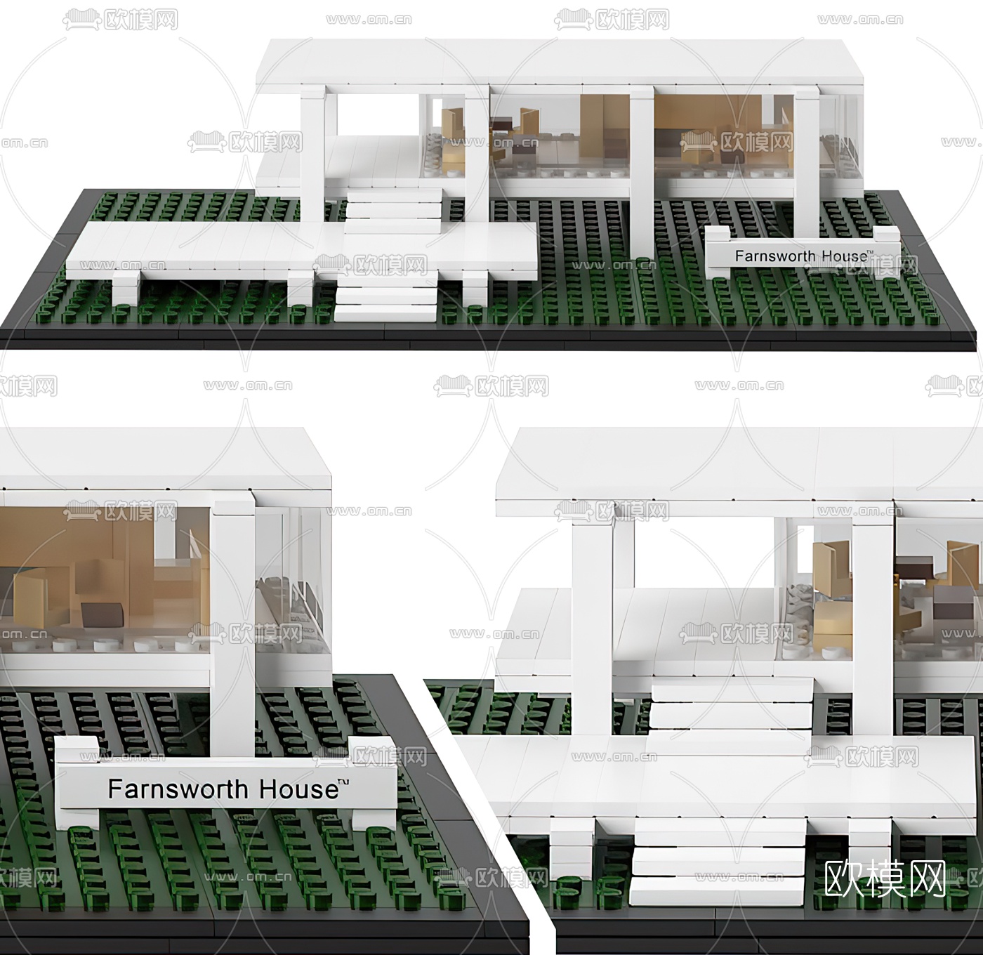 现代积木建筑玩具3d模型