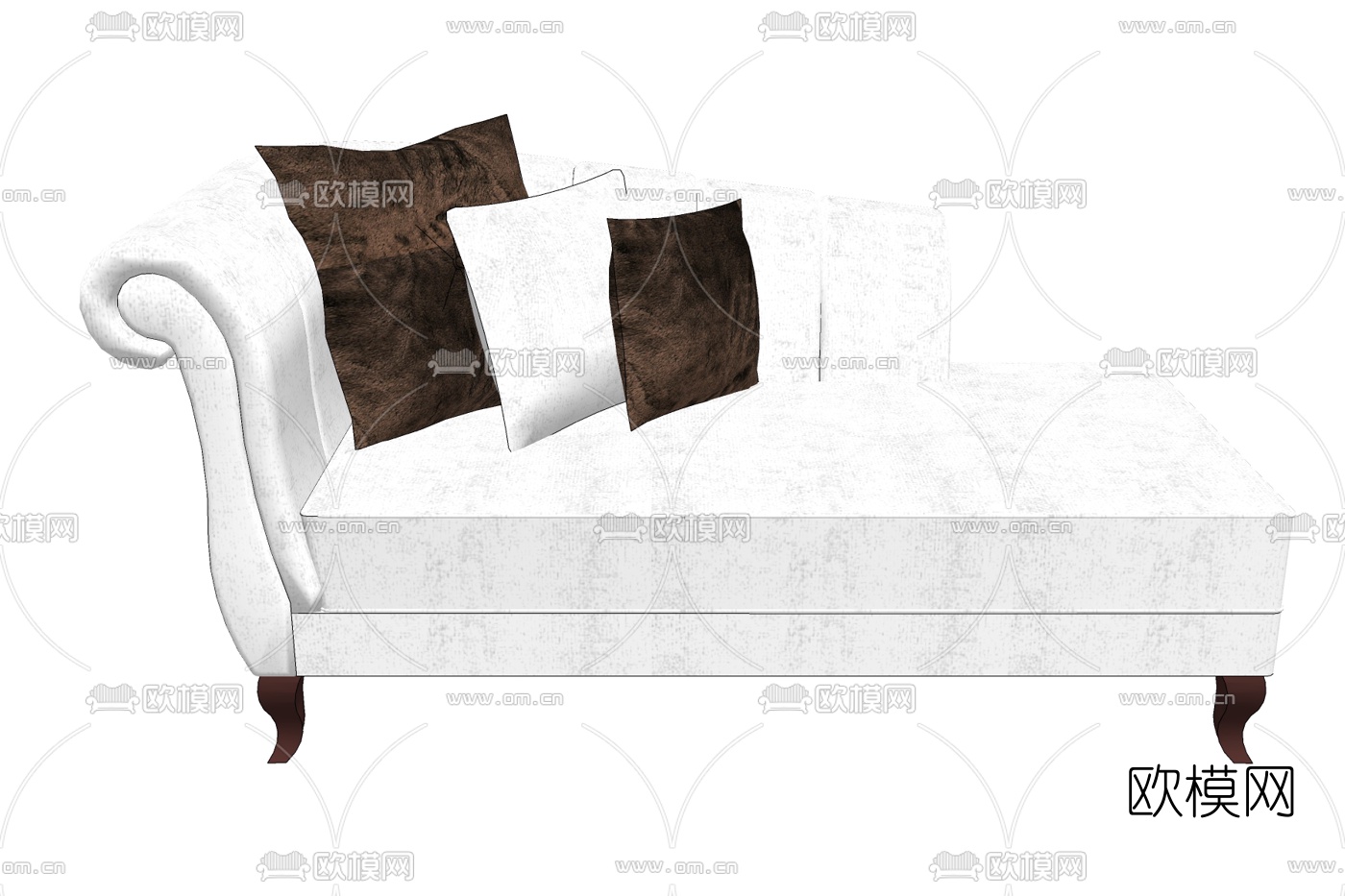 欧式布艺贵妃椅su模型下载