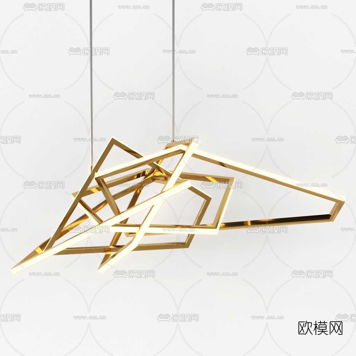 后现代金属极简吊灯3d模型下载