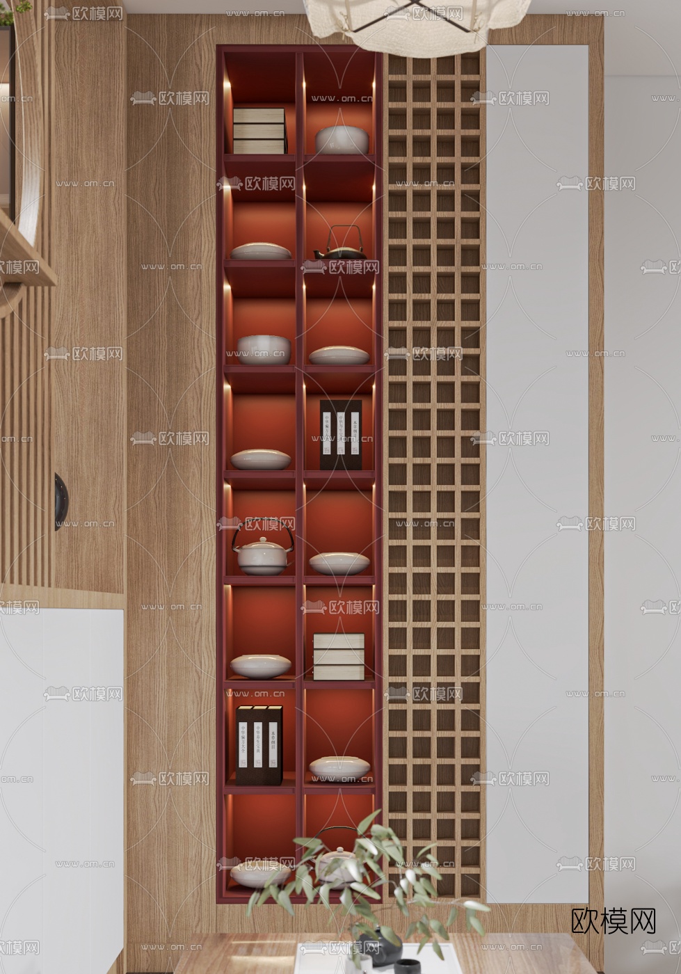 日式客厅餐厅3d模型下载（渲染图4）