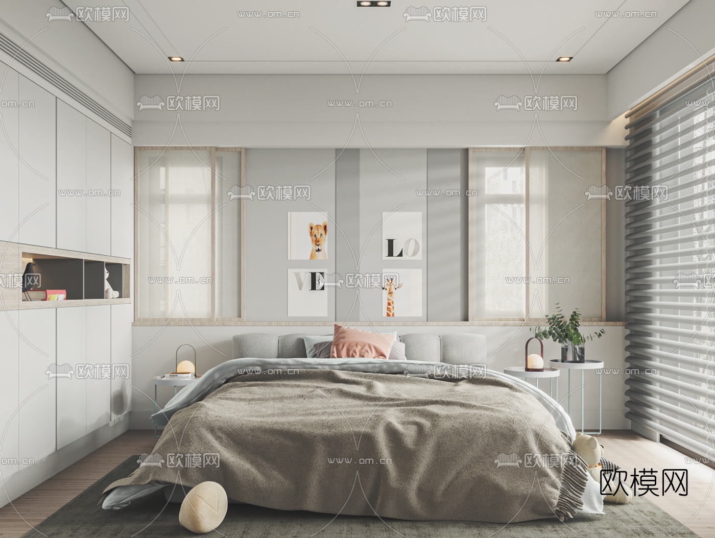 北欧卧室书房3d模型下载（渲染图1）