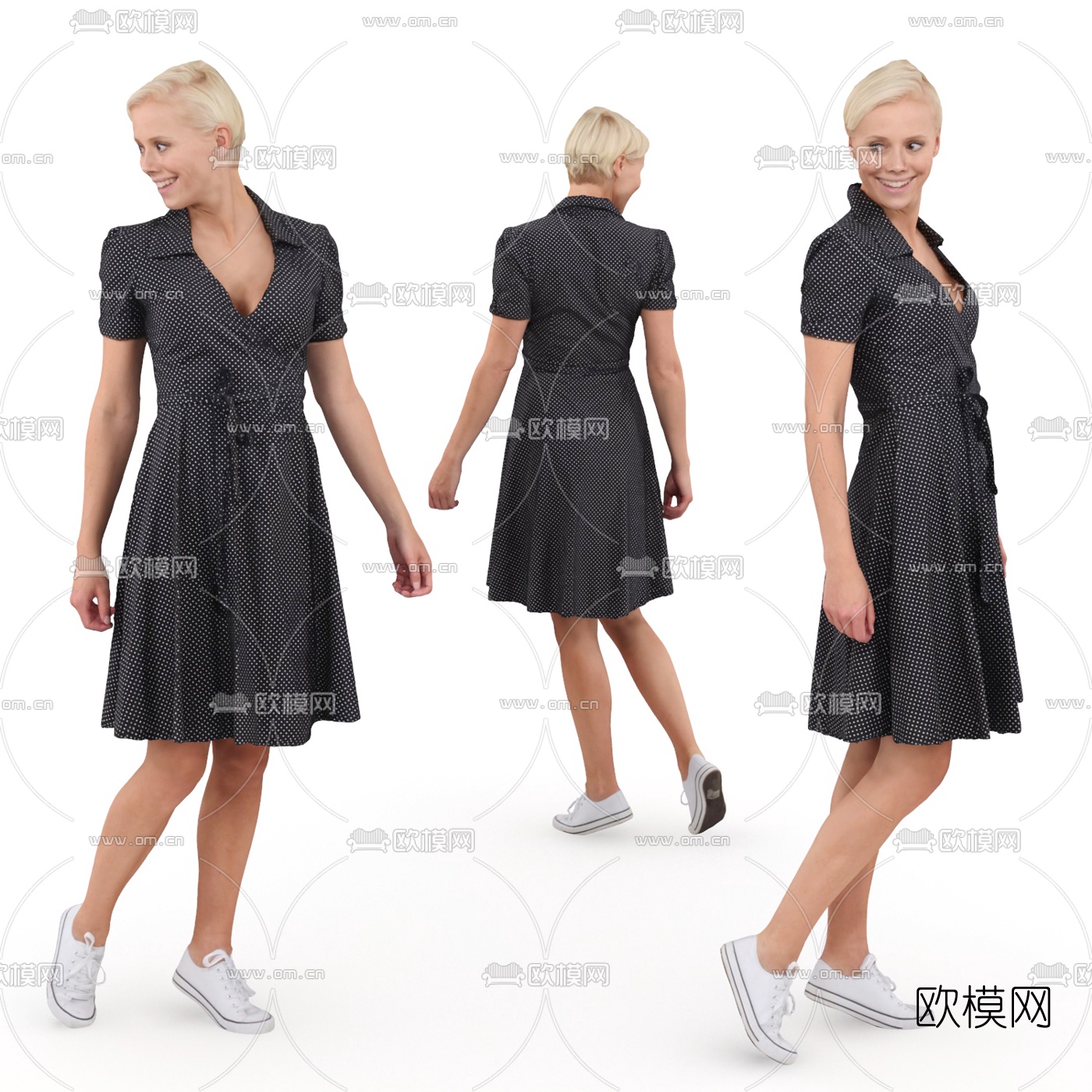 现代站姿女士人物3d模型下载