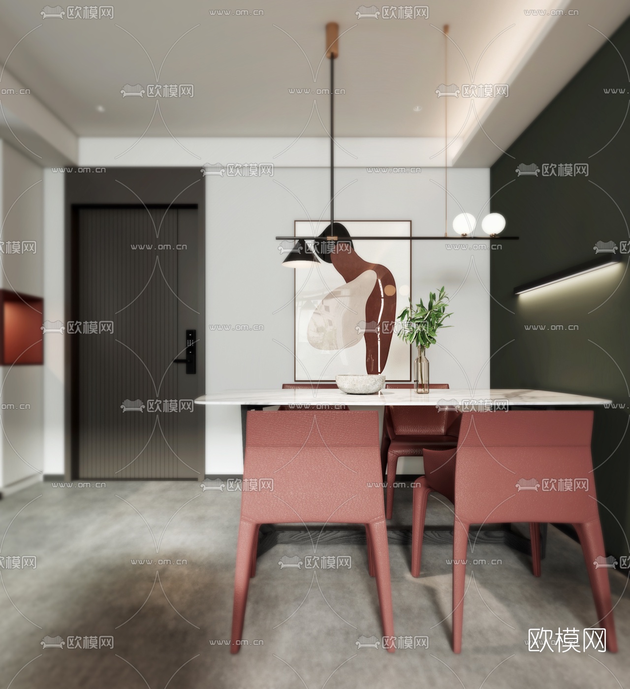 北欧简约客厅餐厅3d模型