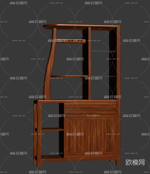 新中式乌金木装饰柜免费3d模型下载