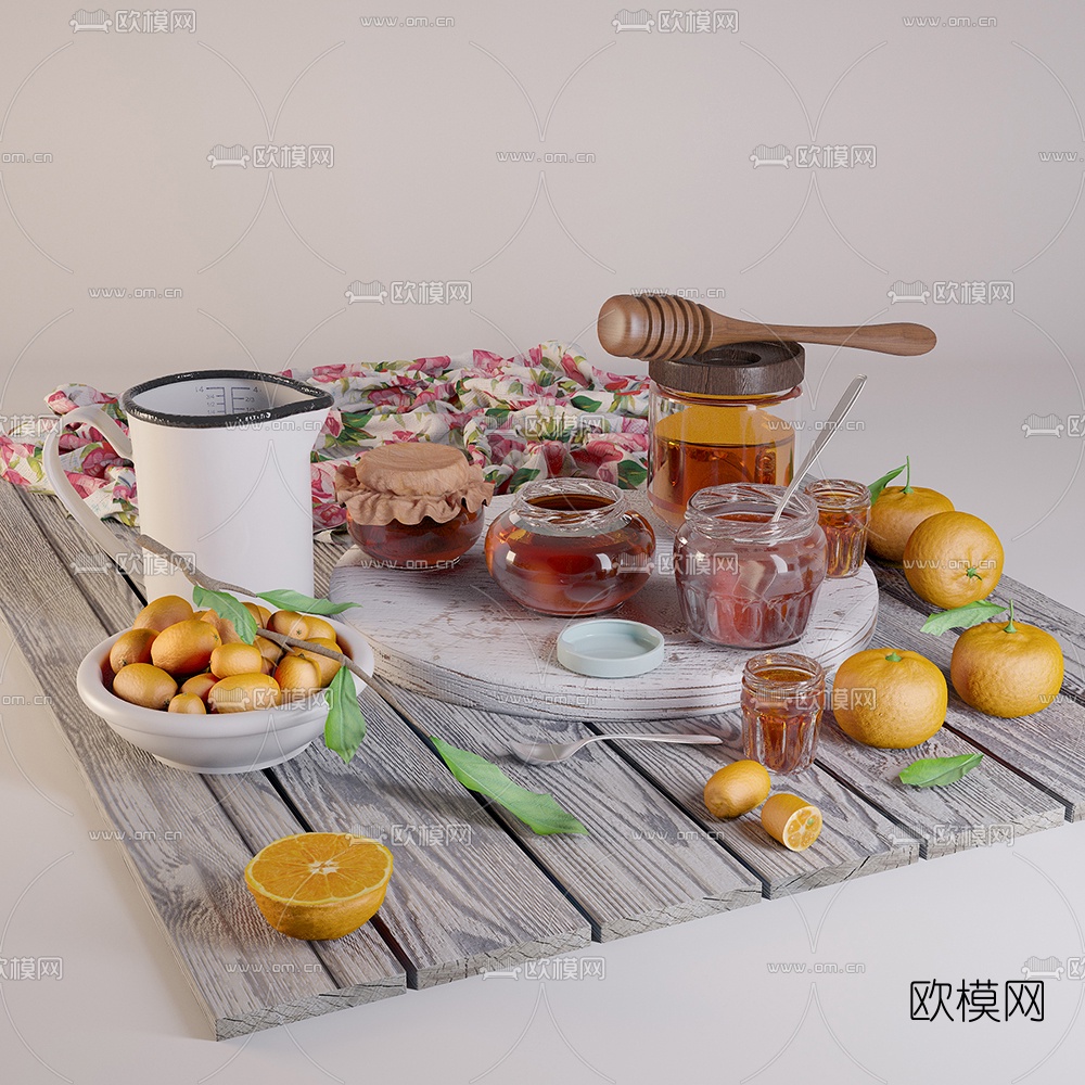 现代蜂蜜柠檬橙子3d模型