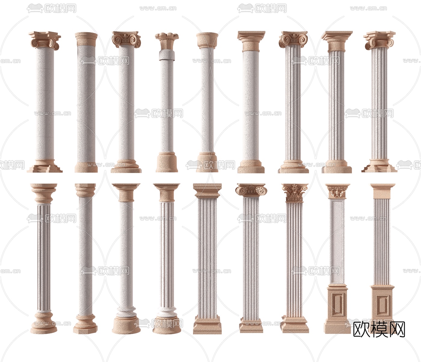 欧式罗马柱石膏柱3d模型下载