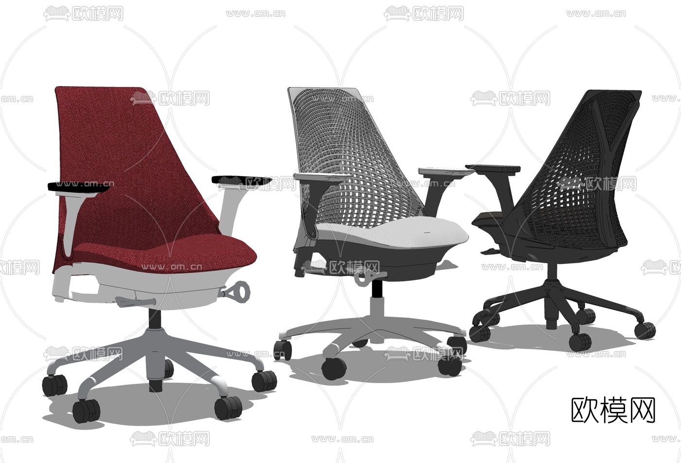 现代网布办公椅su模型下载