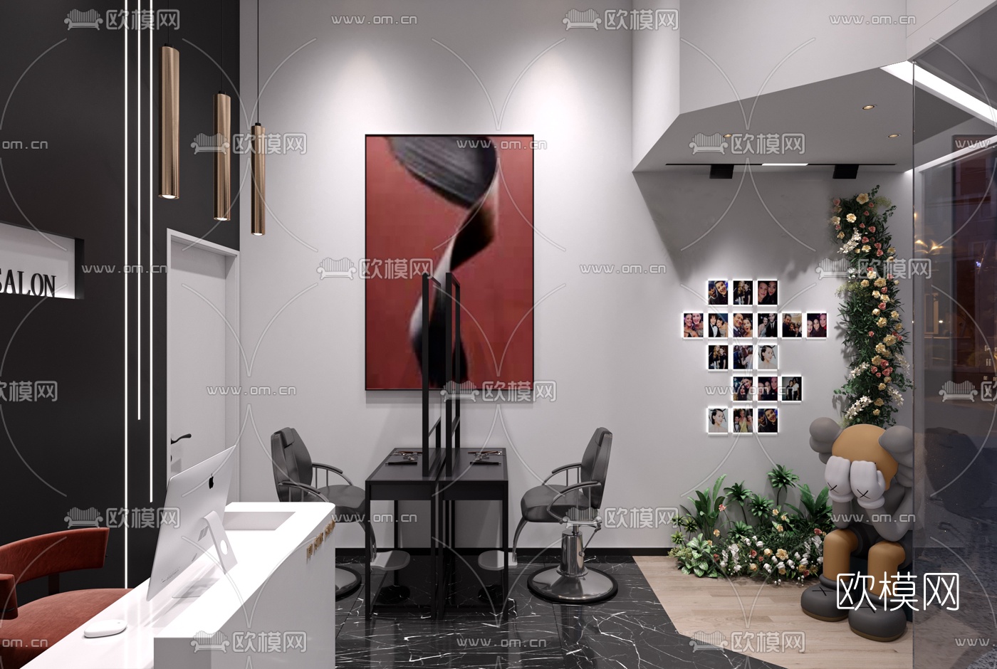 现代美发沙龙理发店3d模型下载（渲染图3）