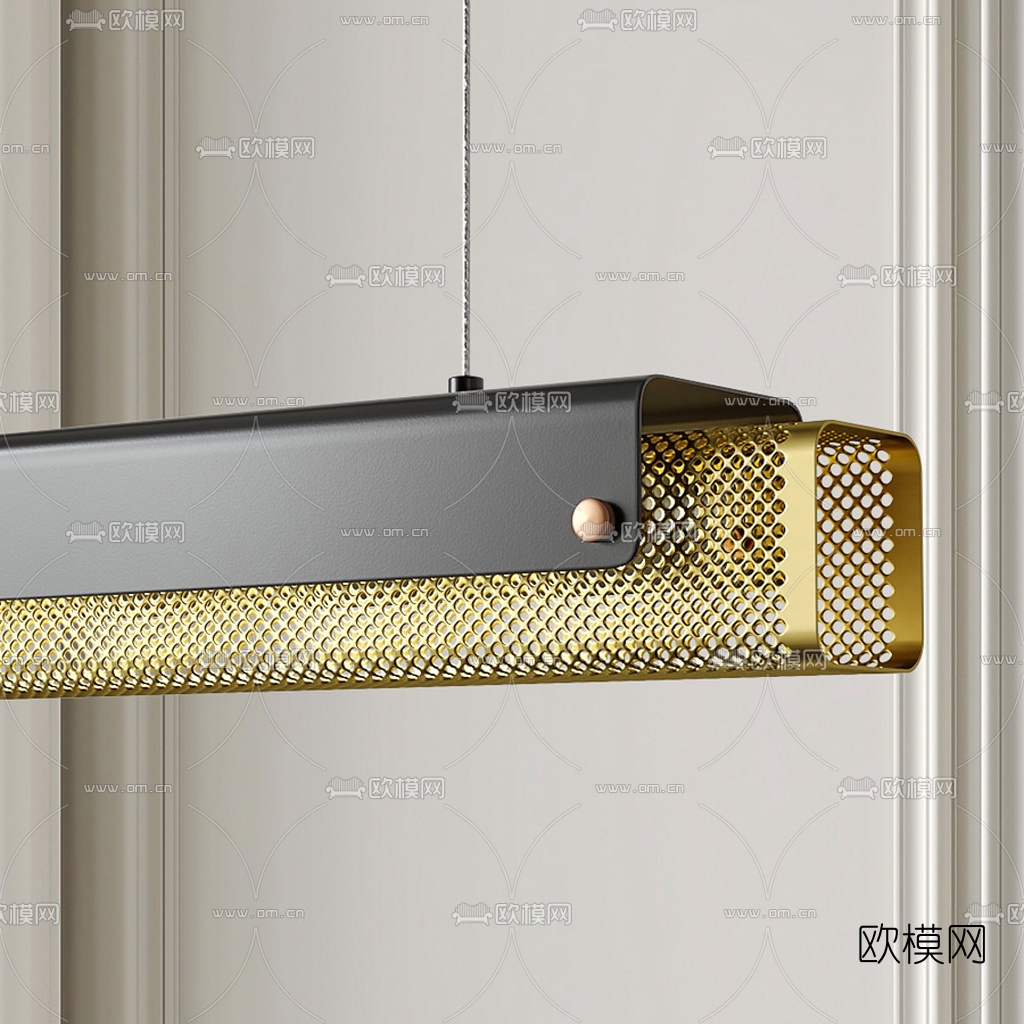 现代条形办公吊灯3d模型下载（渲染图3）