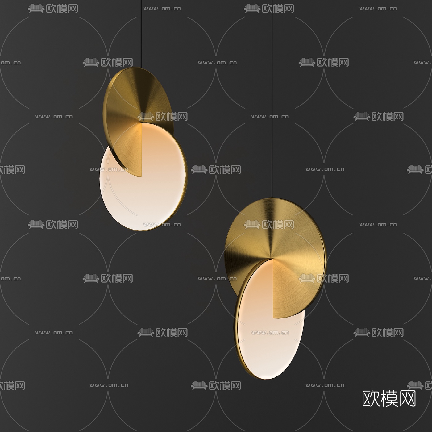 现代圆形金属吊灯3d模型