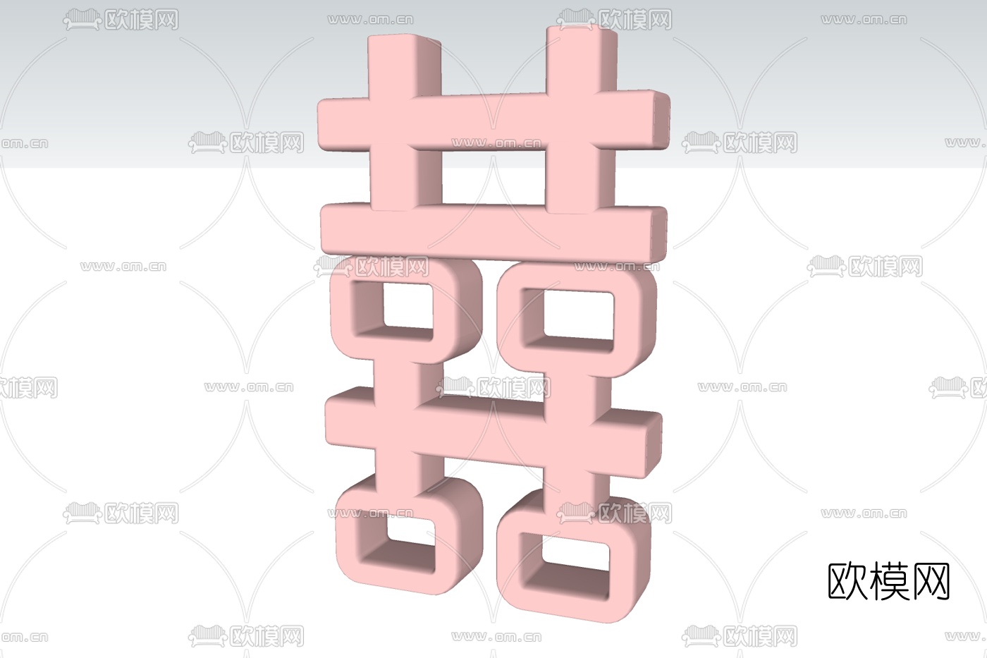 中式喜字摆件免费su模型下载