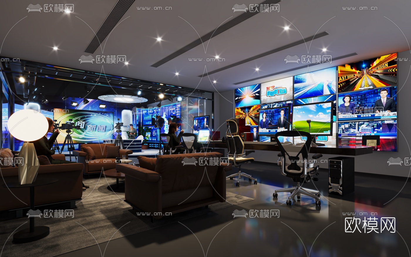 现代录制直播间免费3d模型下载（渲染图2）