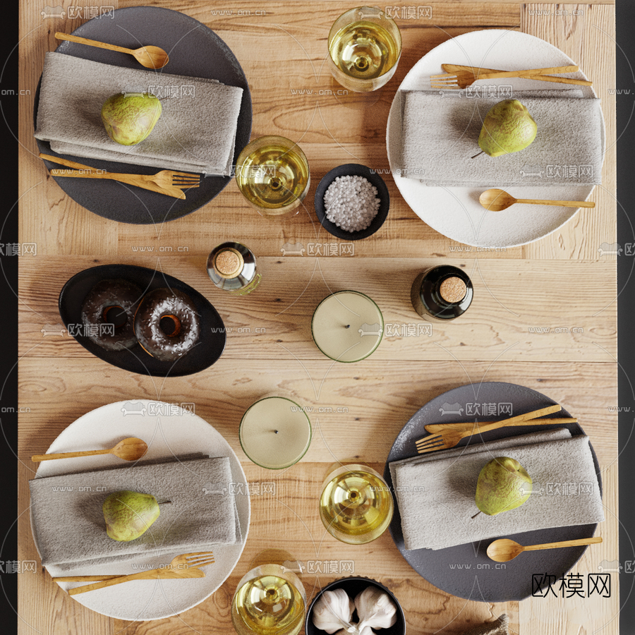 北欧餐具甜品水果3d模型下载（渲染图2）