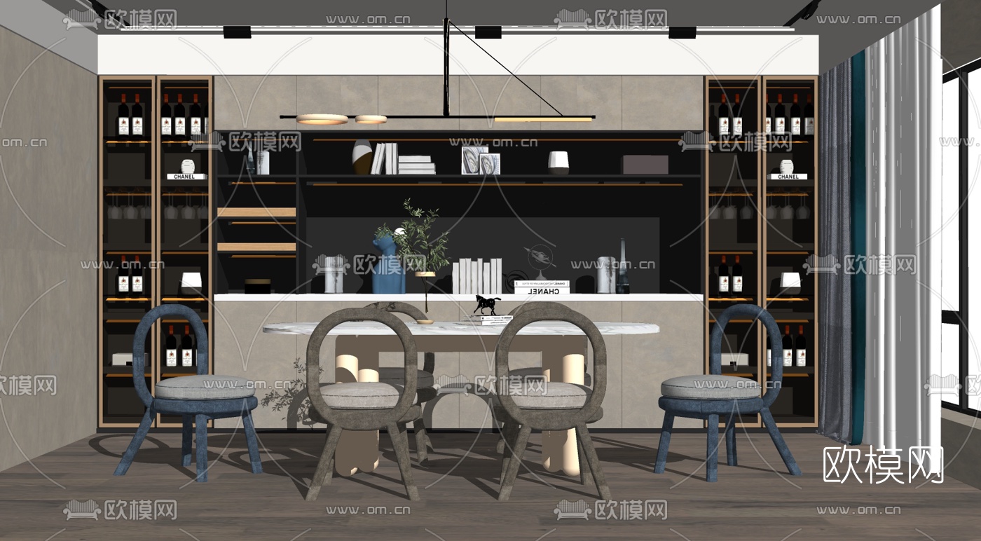 北欧餐厅su模型下载（渲染图2）