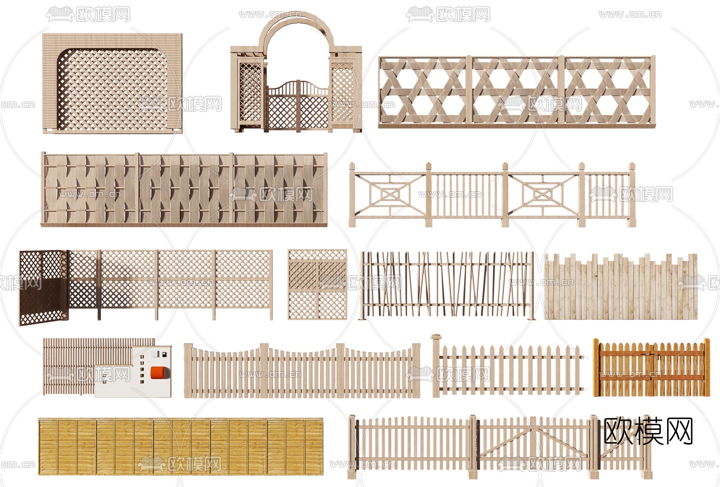 自然风实木栅栏围栏篱笆3d模型下载