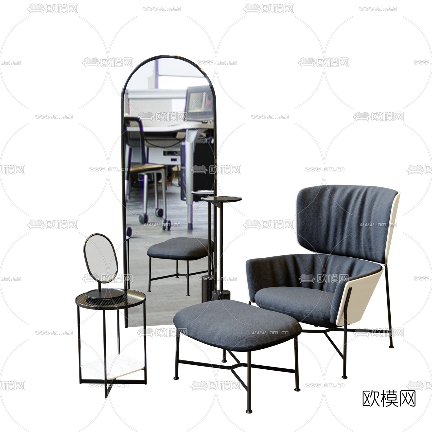 现代靠背休闲椅3d模型
