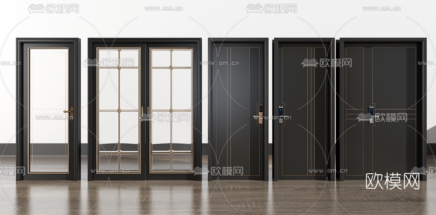 现代房门玻璃门密码门3d模型