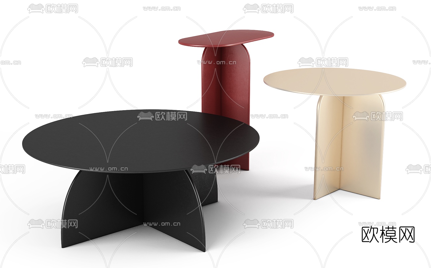 现代圆形茶几边几3d模型