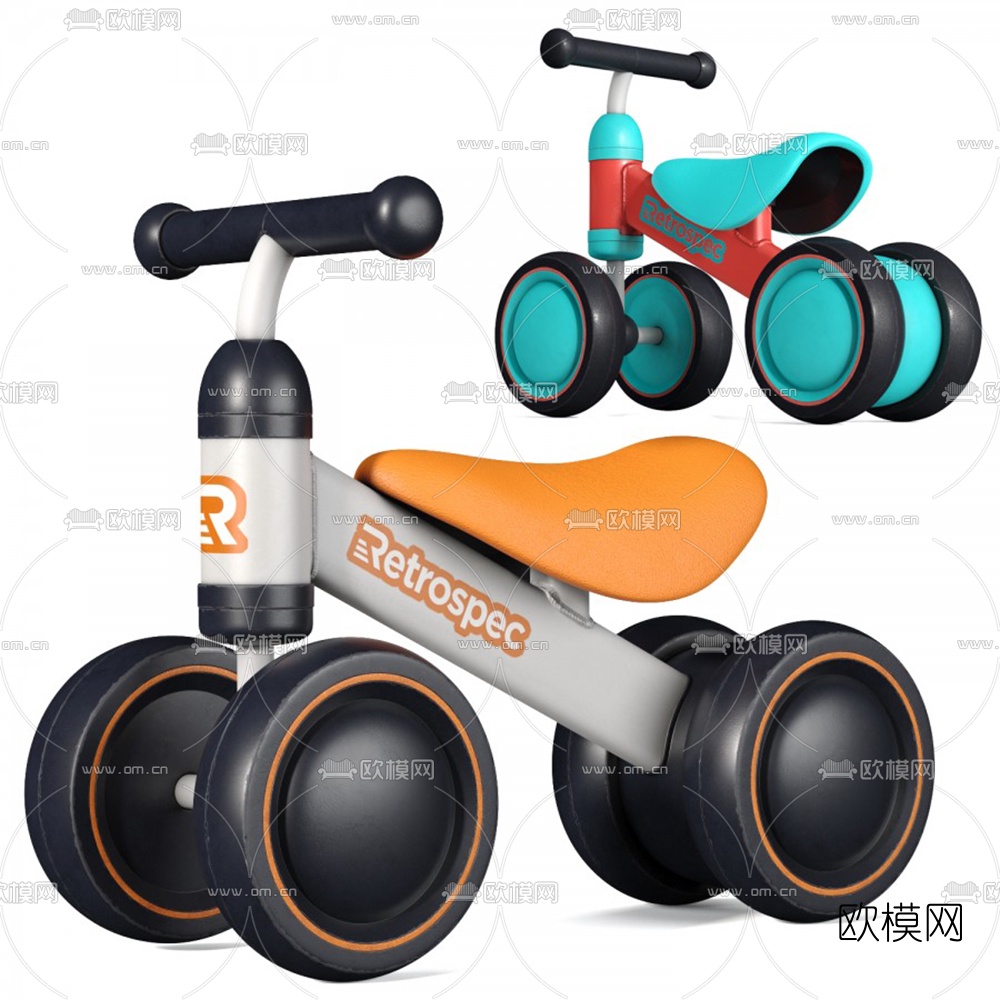 现代儿童车3d模型下载（渲染图2）
