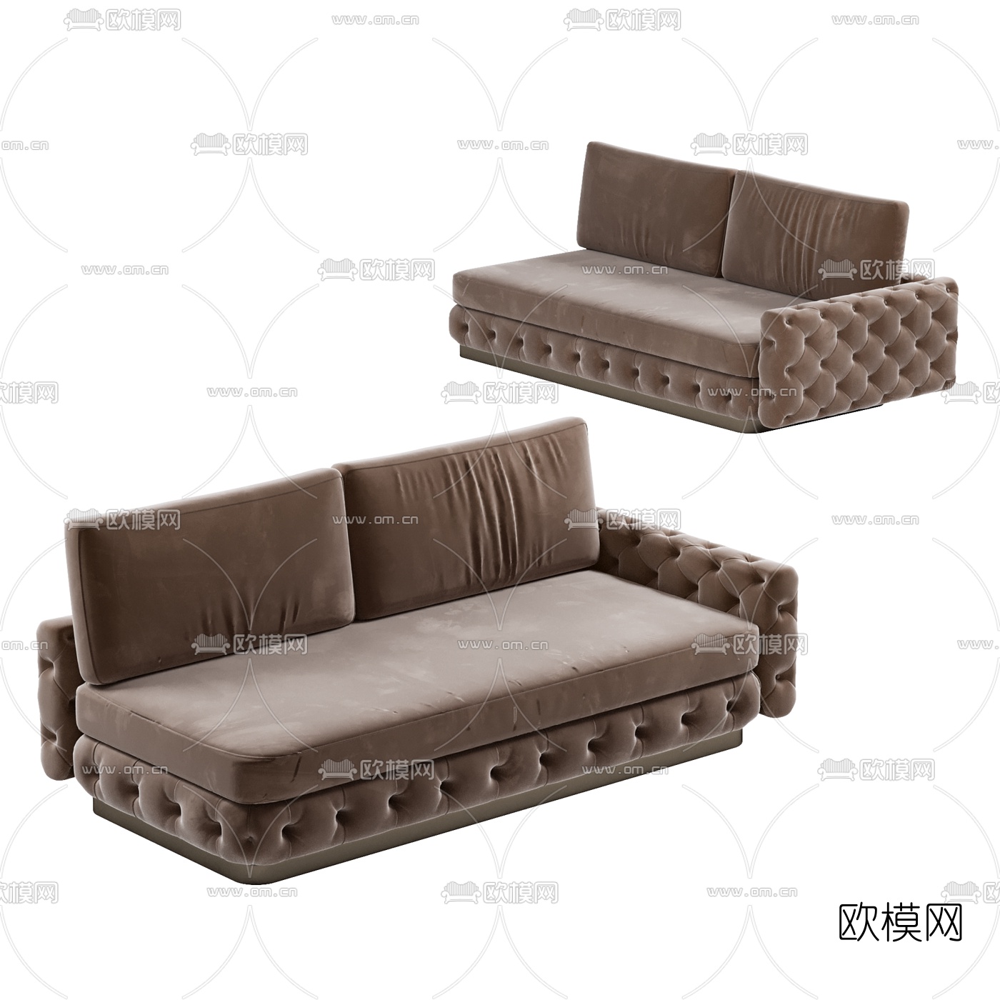 简欧绒布双人沙发3d模型