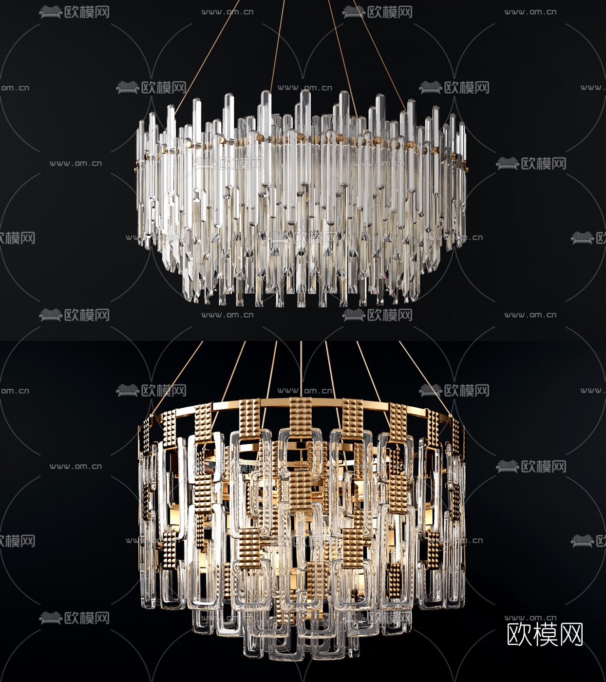 现代水晶吊灯3d模型下载