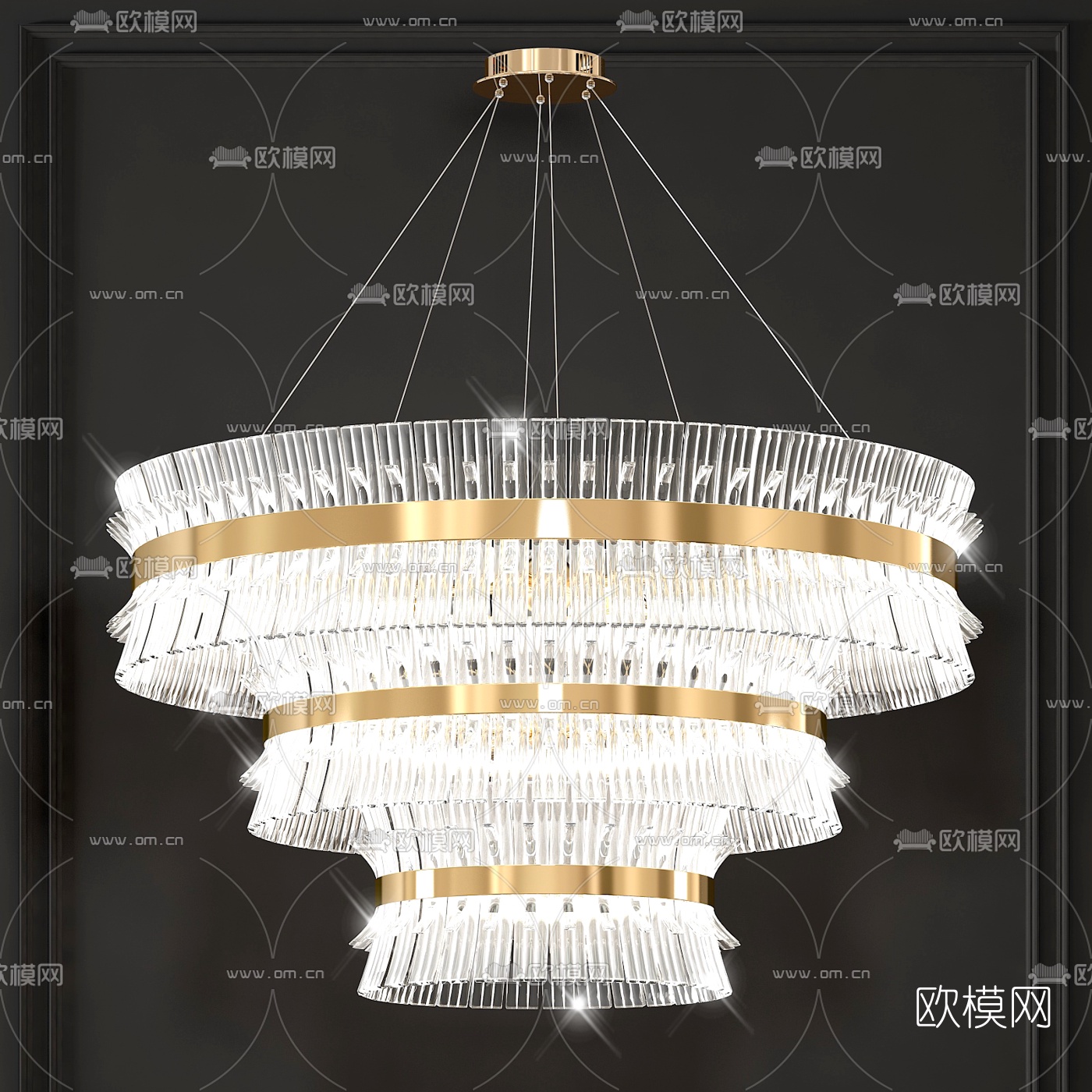 现代轻奢多层水晶吊灯3d模型下载
