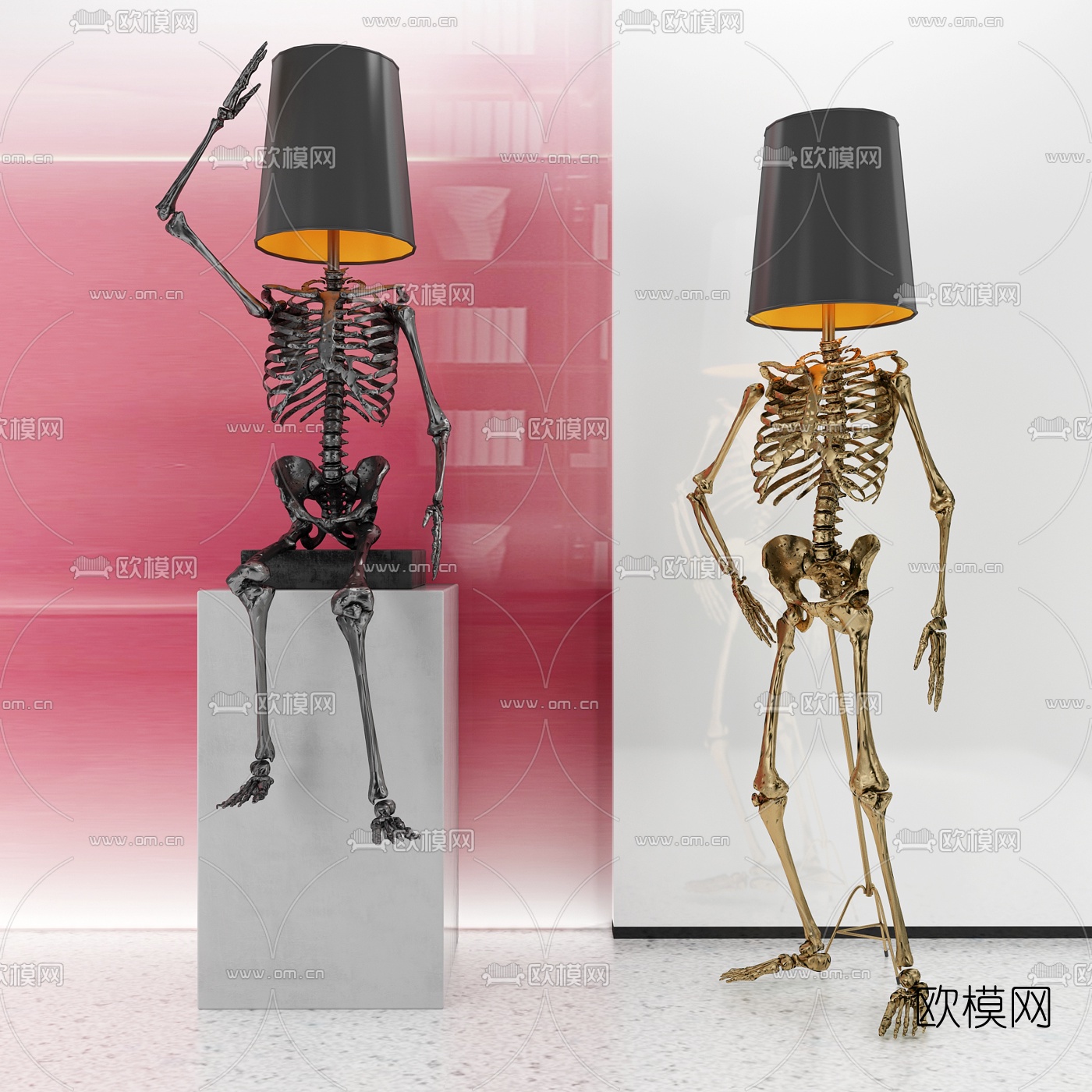 现代骷髅落地灯3d模型下载