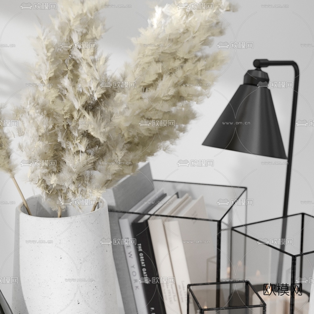 现代插花台灯饰品摆件3d模型下载（渲染图4）