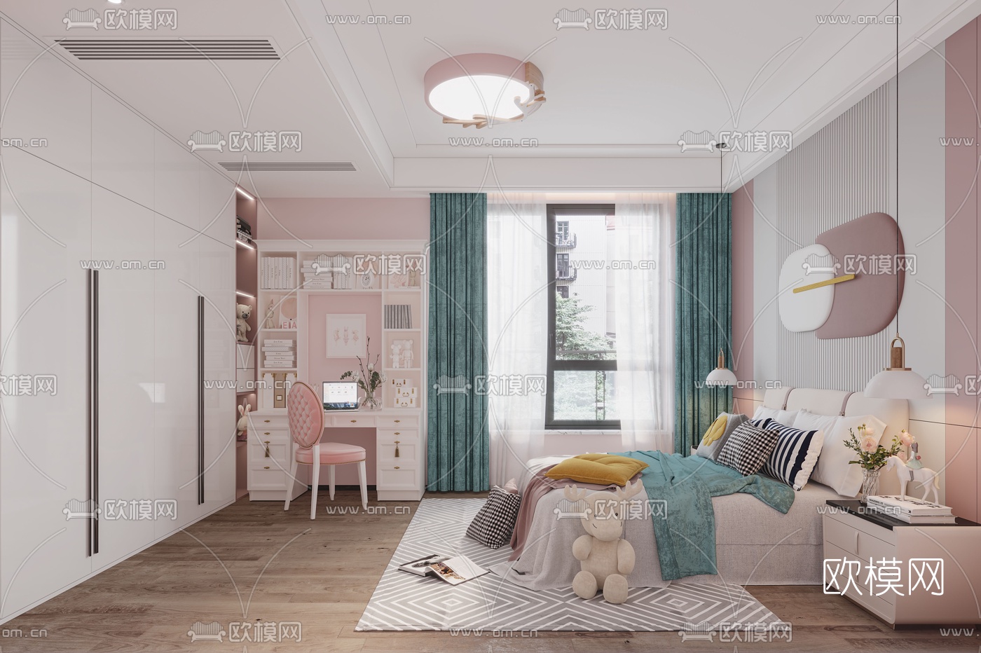 北欧女孩房卧室3d模型下载