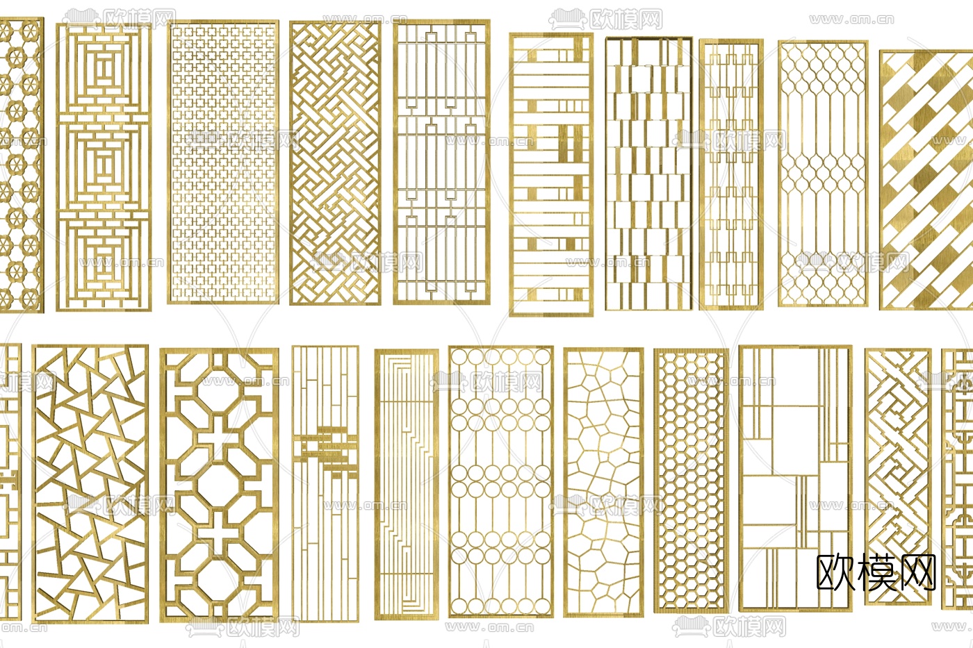现代镂空隔断su模型下载