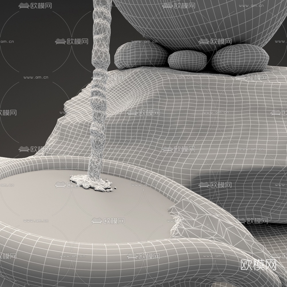 中式假山水壶流水园艺小品3d模型下载（渲染图3）