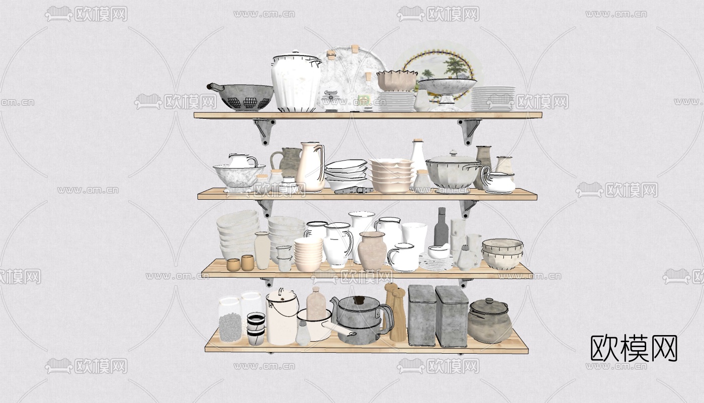 北欧碗碟餐具su模型下载