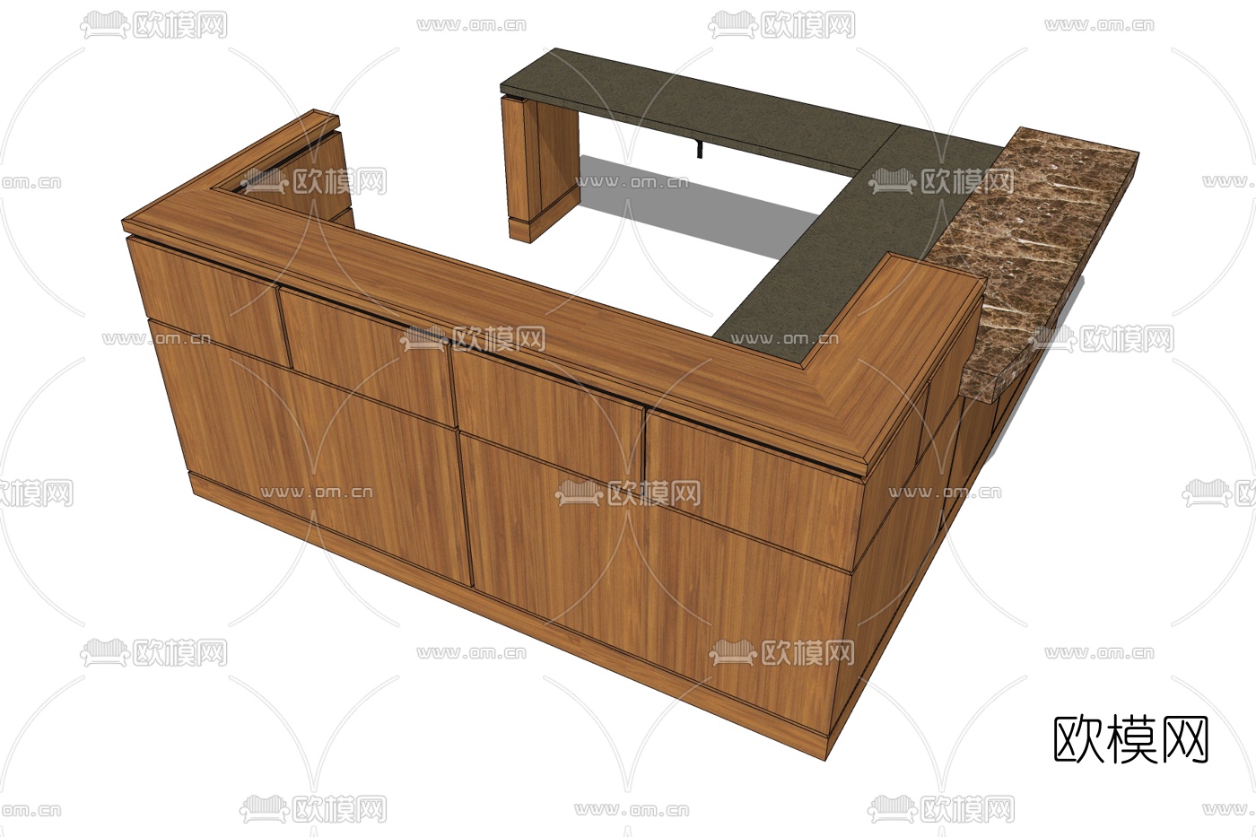 现代前台接待台免费su模型下载