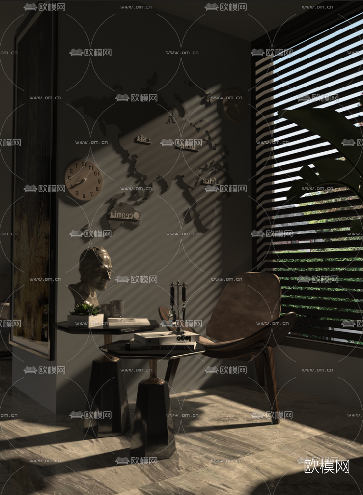 现代休闲椅边几免费3d模型下载