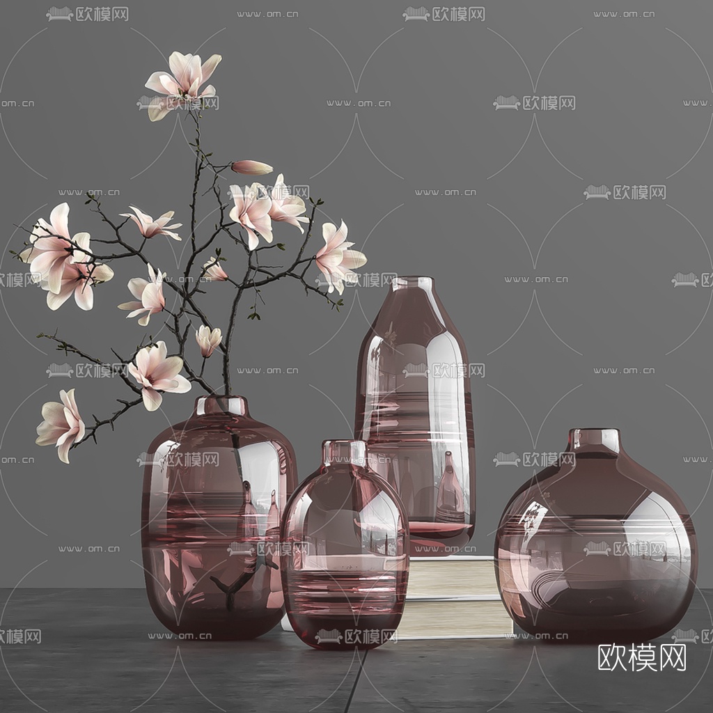 现代花瓶花卉插花3d模型