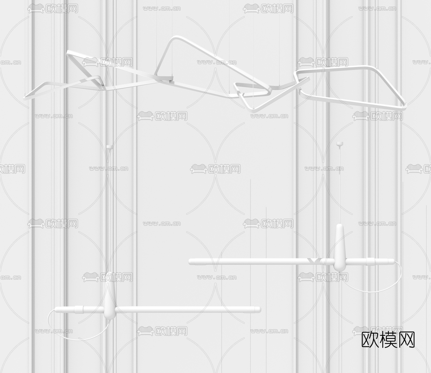 现代轻奢金属吊灯su模型下载（渲染图3）