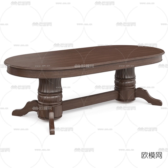 简欧实木餐桌免费3d模型下载