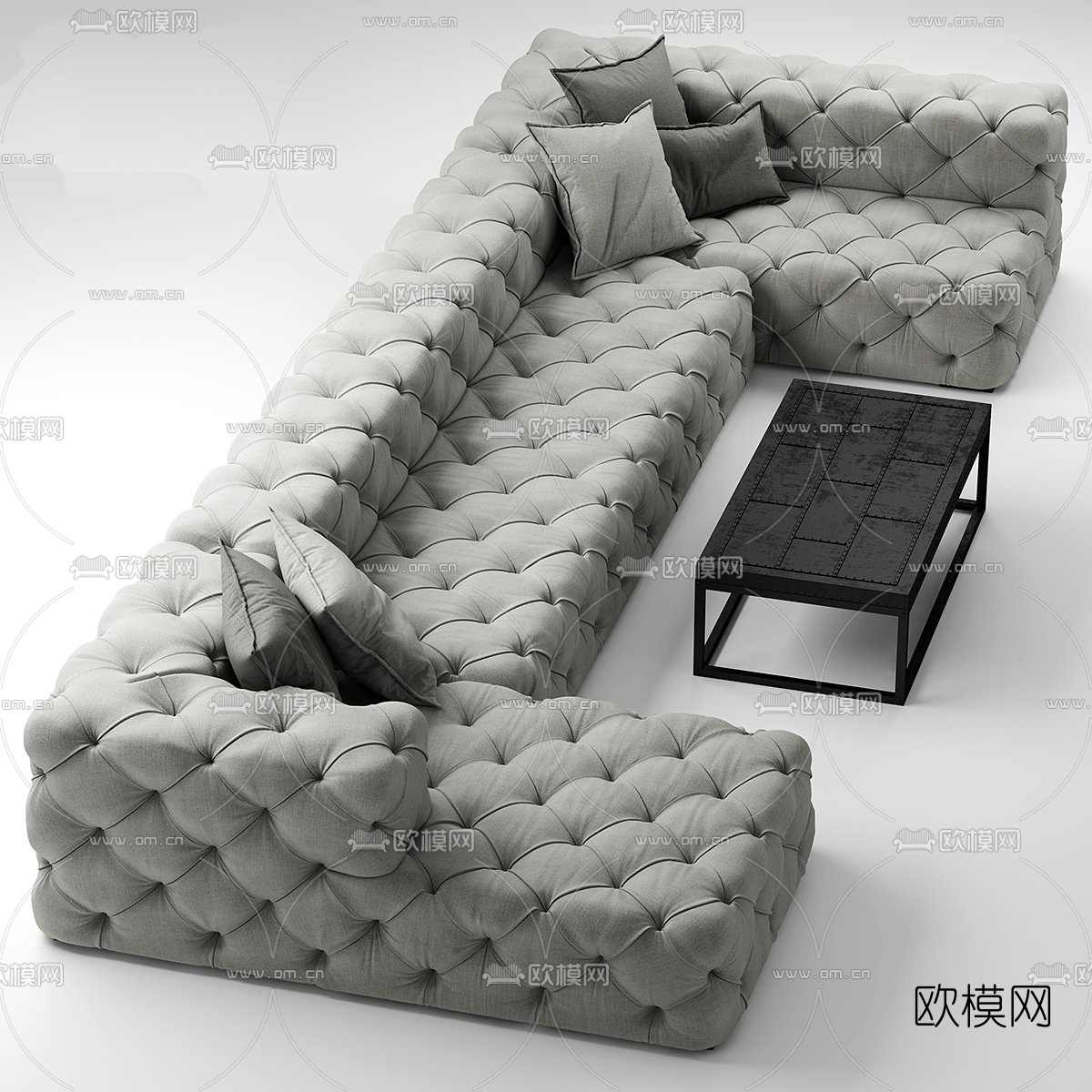 简欧布艺转角沙发3d模型