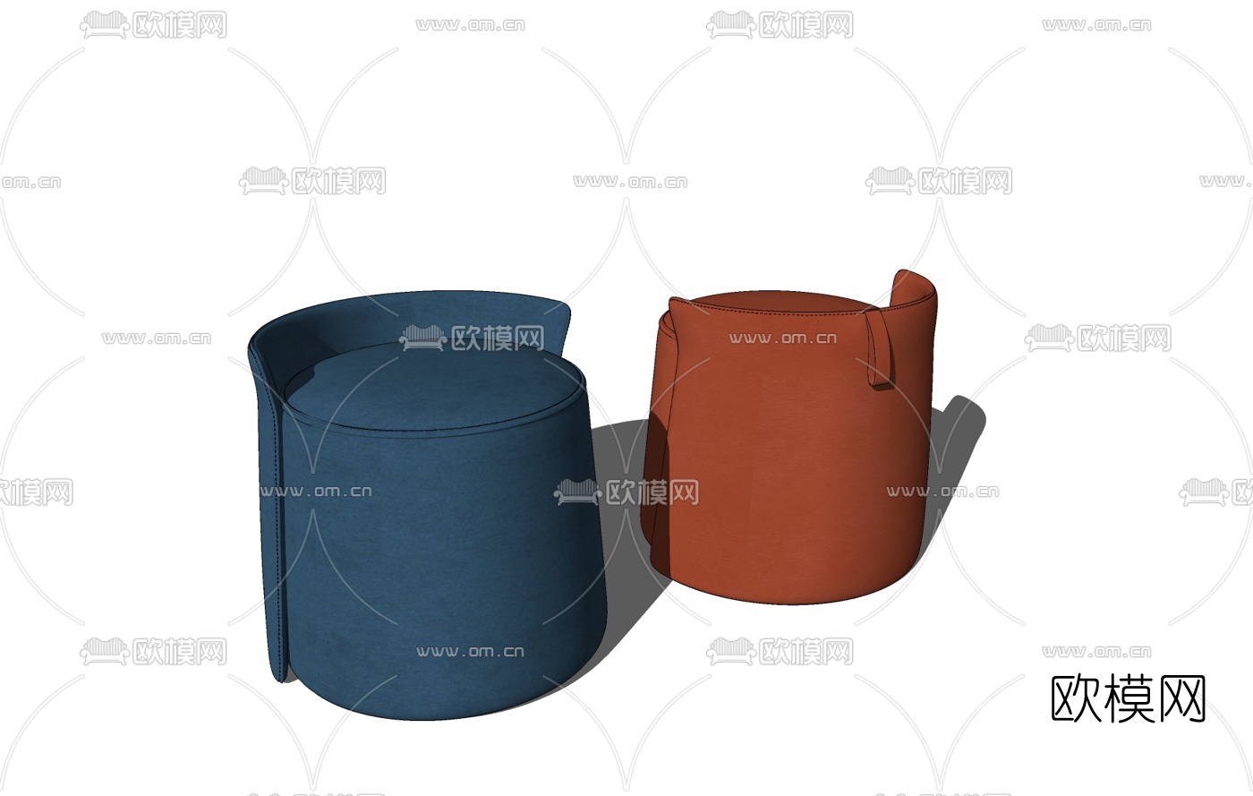 现代布艺沙发凳su模型