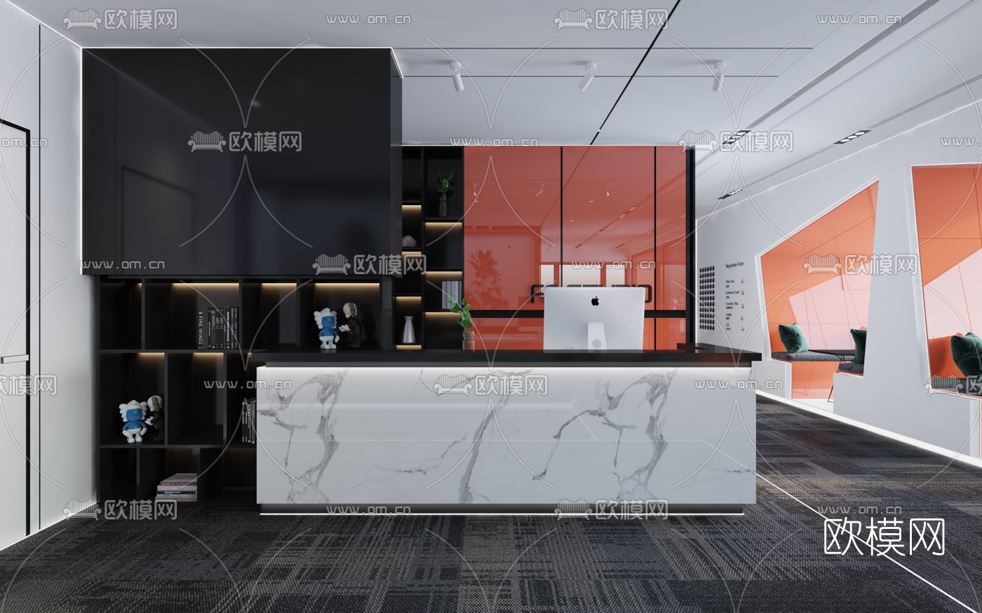 现代办公室前台3d模型