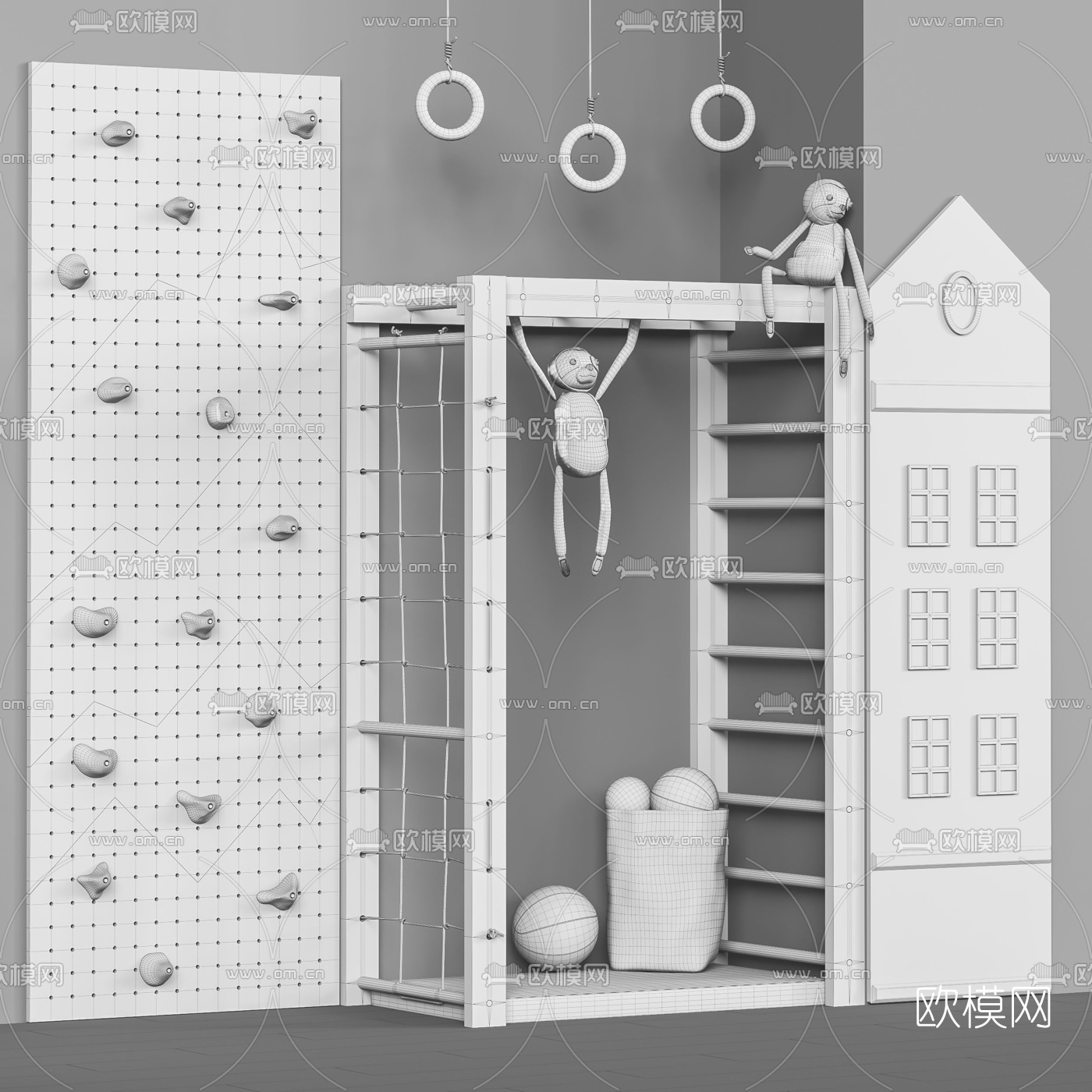 现代儿童攀爬器材毛绒玩具3d模型下载（渲染图4）